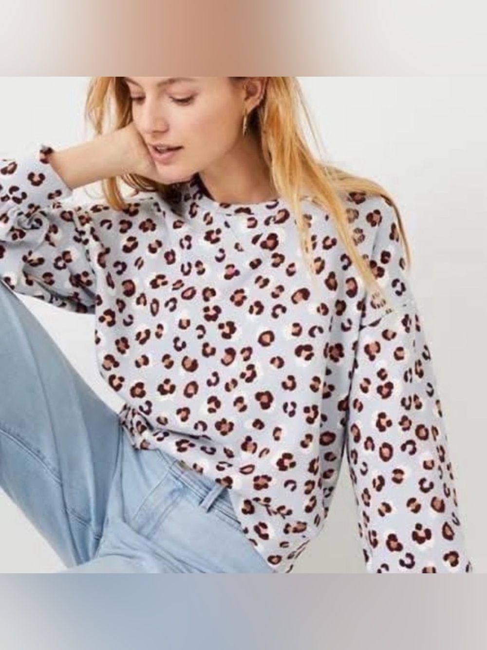 Ann Taylor cheetah print gray sweatshirt